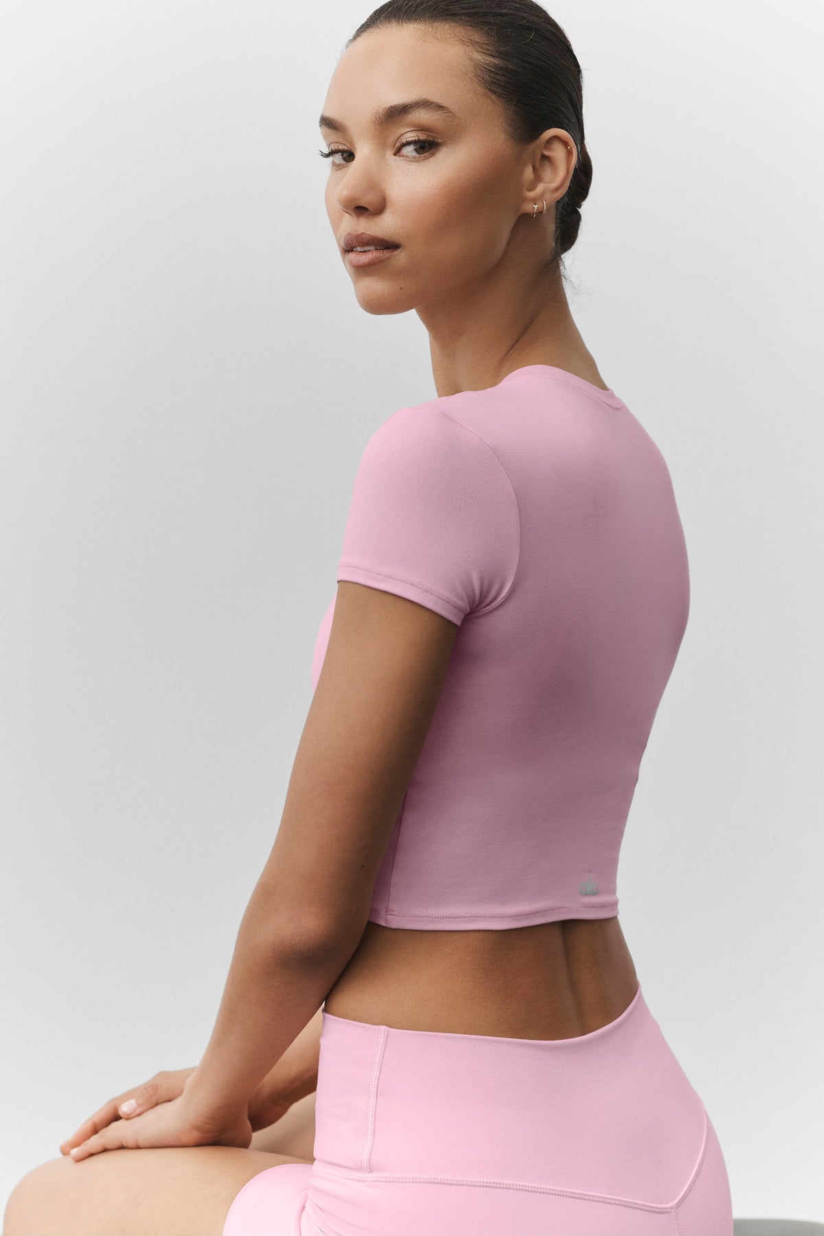 Haut court à manches courtes Alosoft Finesse - Rose guimauve