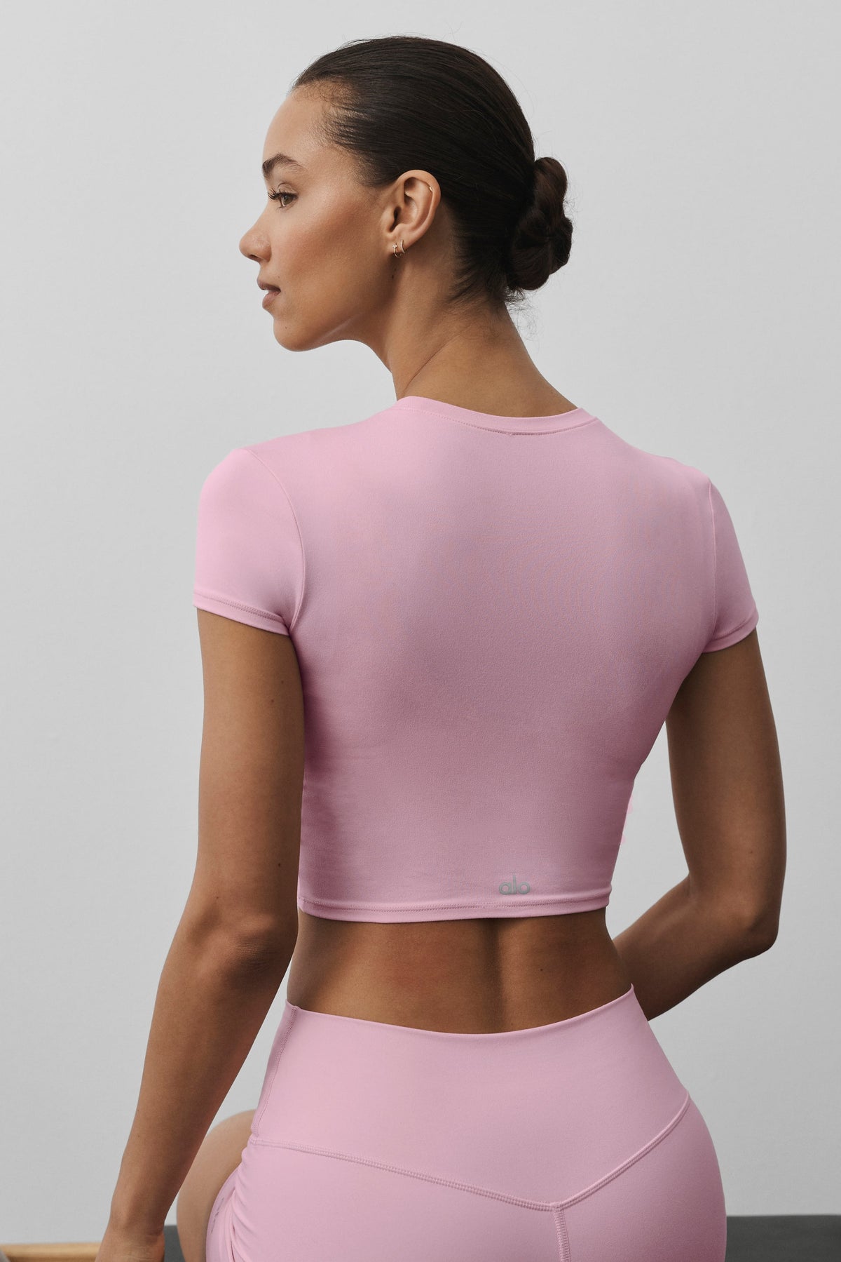 Haut court à manches courtes Alosoft Finesse - Rose guimauve