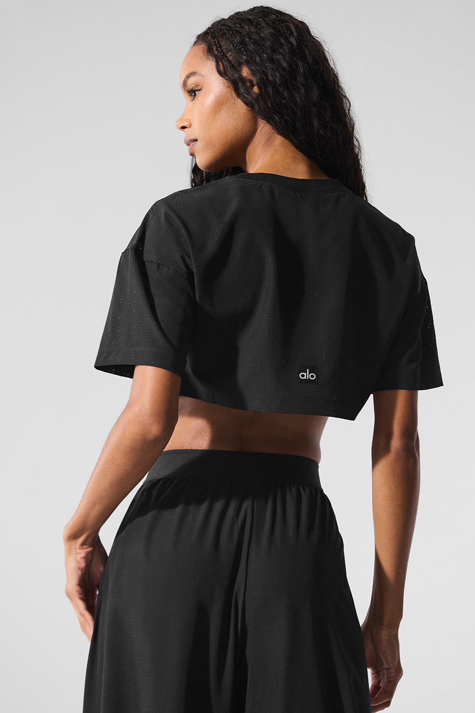 T-shirt court Mirage en résille - Noir