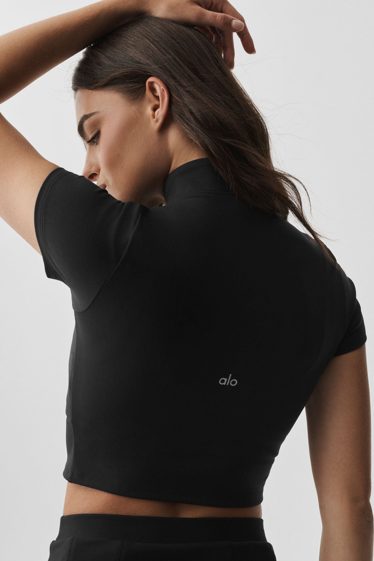 Haut à manches courtes entièrement zippé ALO Softsculpt - Noir