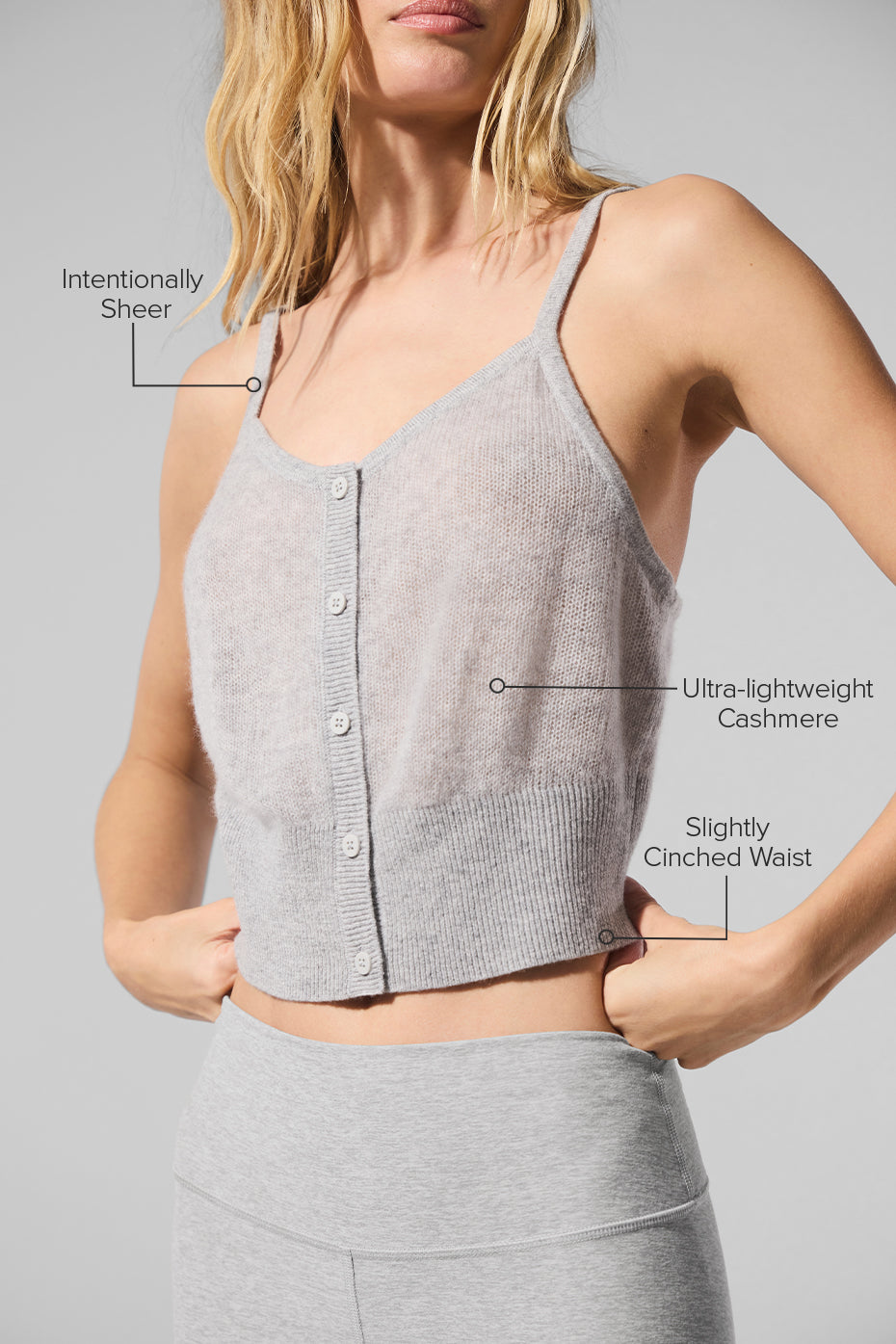 Débardeur transparent en cachemire - Gris chiné sport