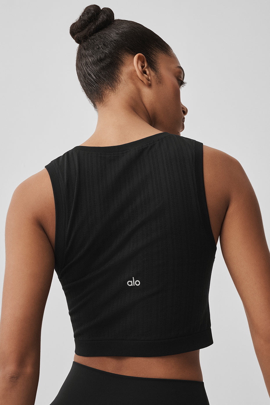 Débardeur en maille pointelle sans coutures - Noir