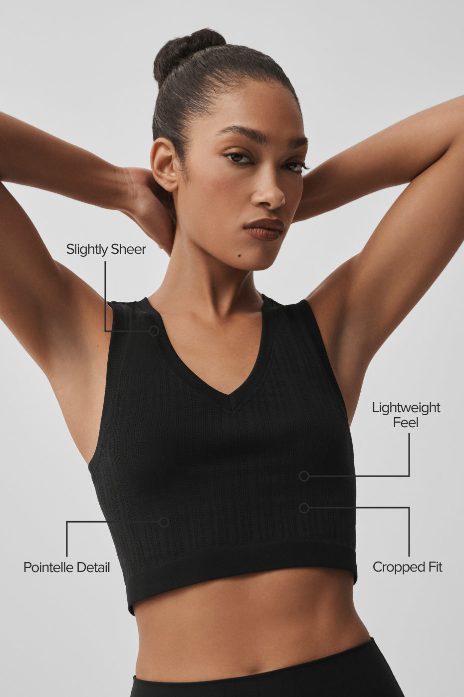 Débardeur en maille pointelle sans coutures - Noir