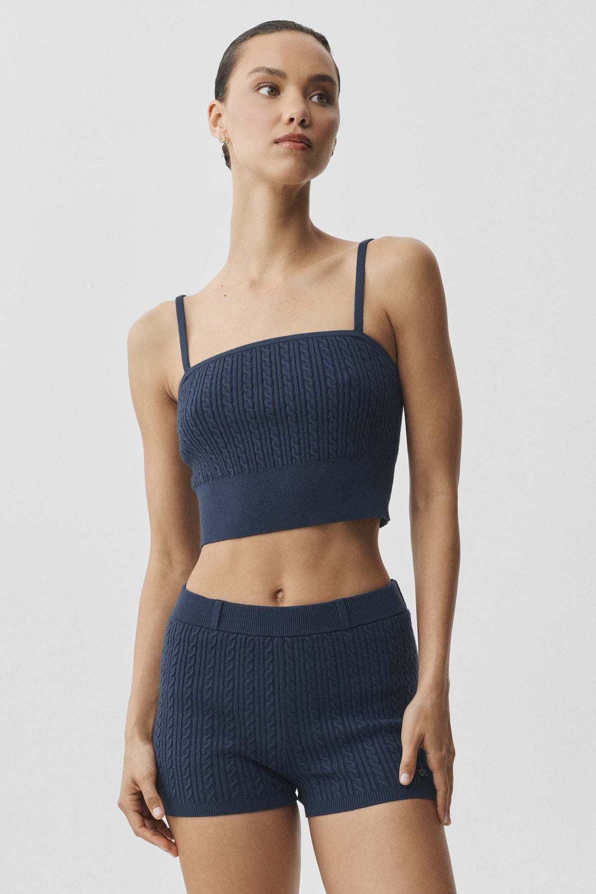 Débardeur en maille à petites torsades - Bleu marine