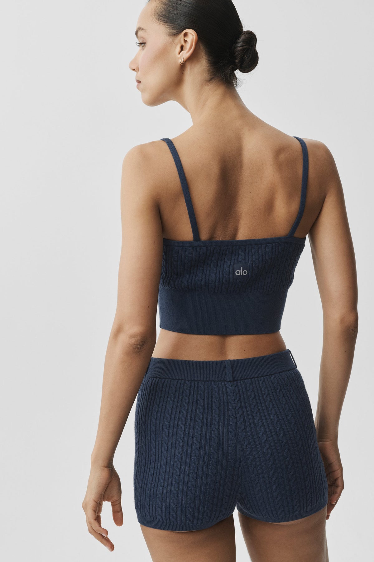 Débardeur en maille à petites torsades - Bleu marine