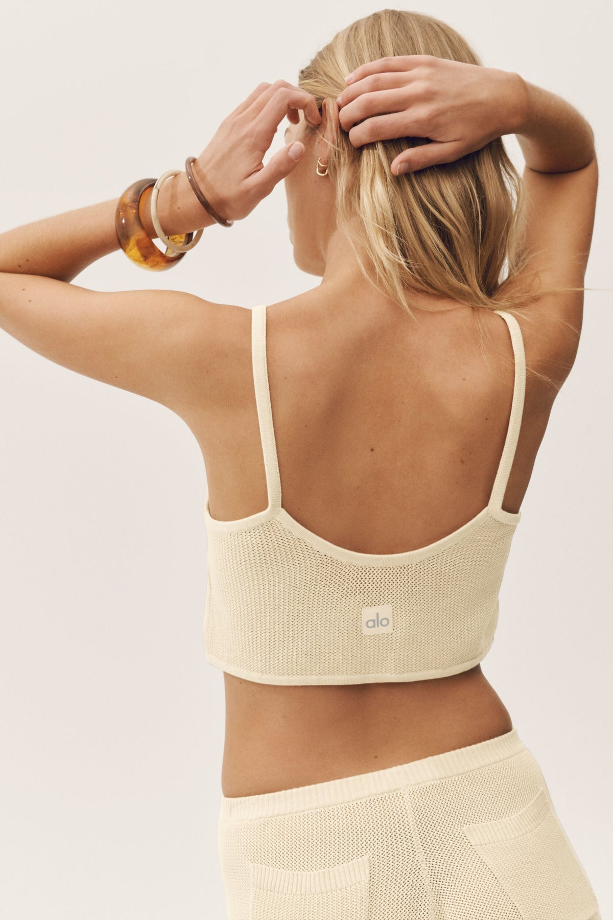 Débardeur court Heat Wave en soie et cachemire - Beige sable