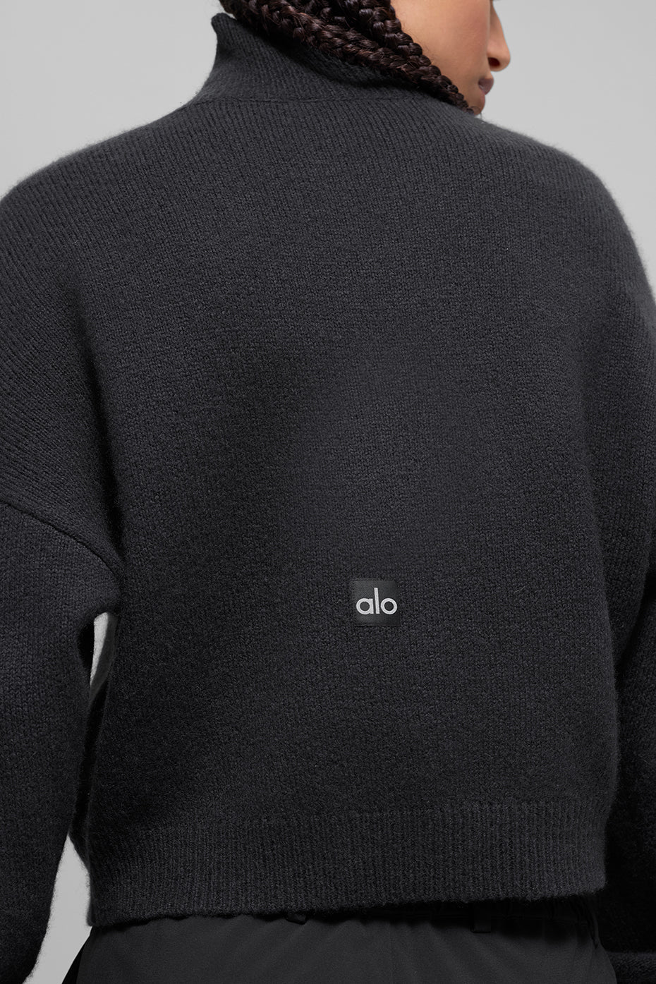 Pull court à col roulé New Class en laine et cachemire - Noir