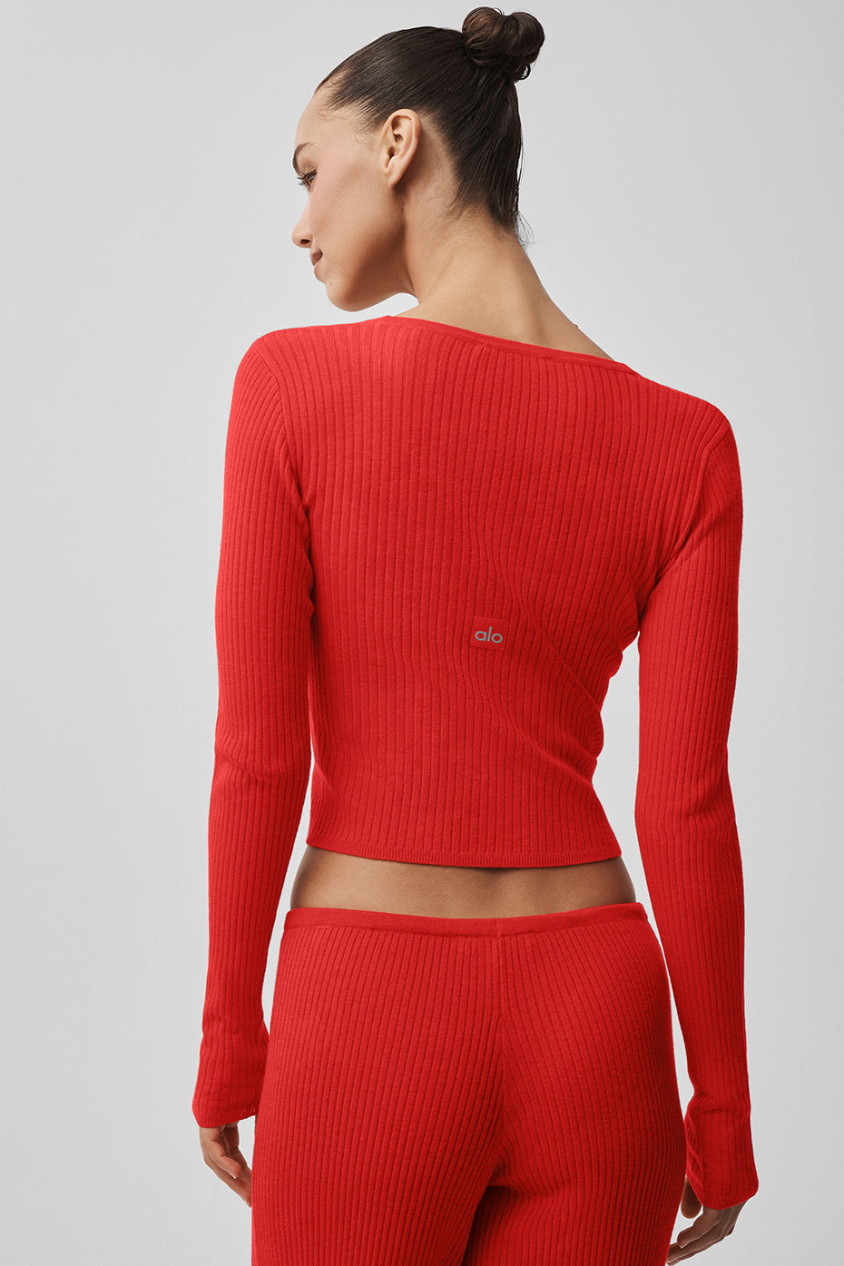 Haut à manches longues Unwind en maille - Rouge vif