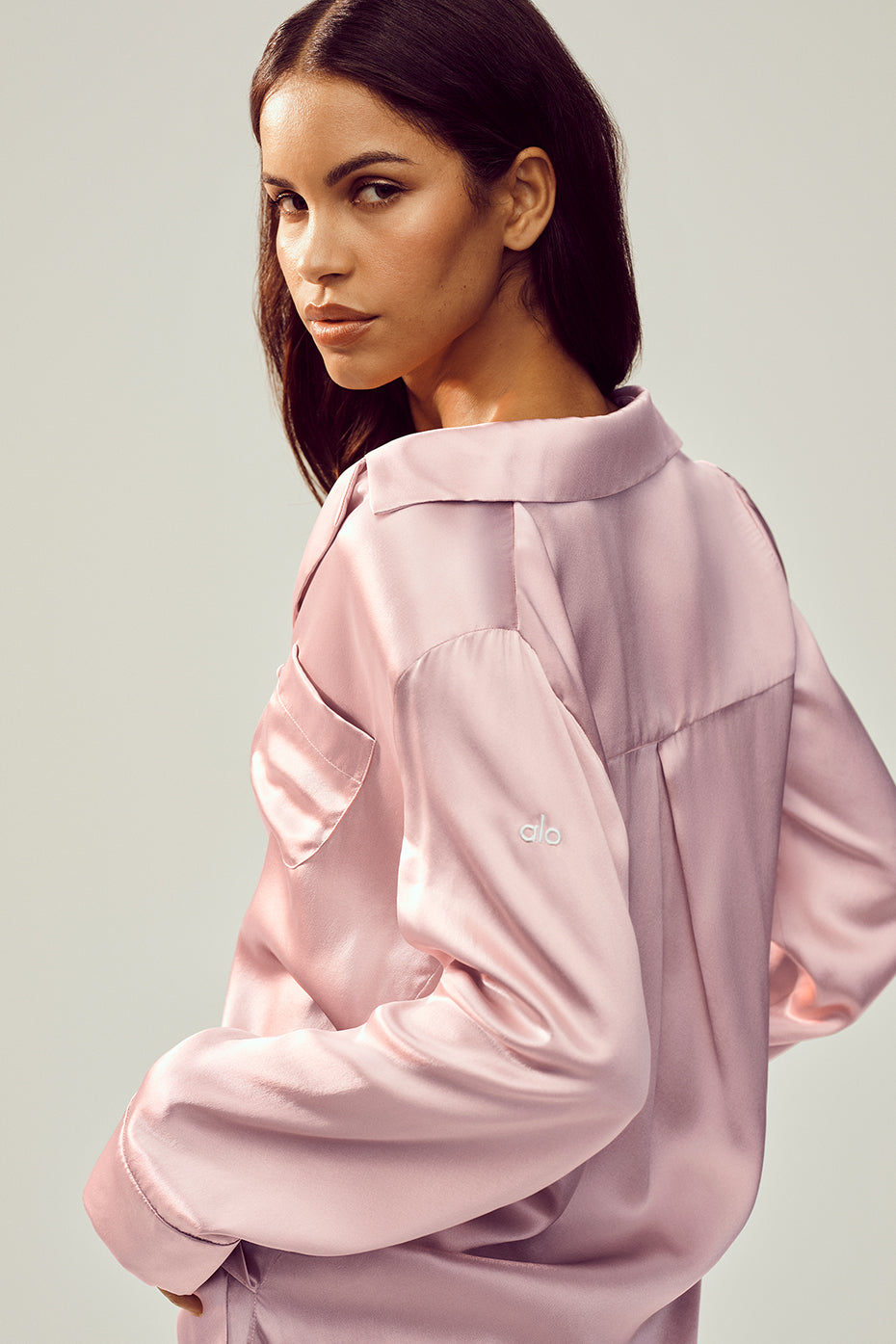 Chemise Luminous en soie - Champagne rosé