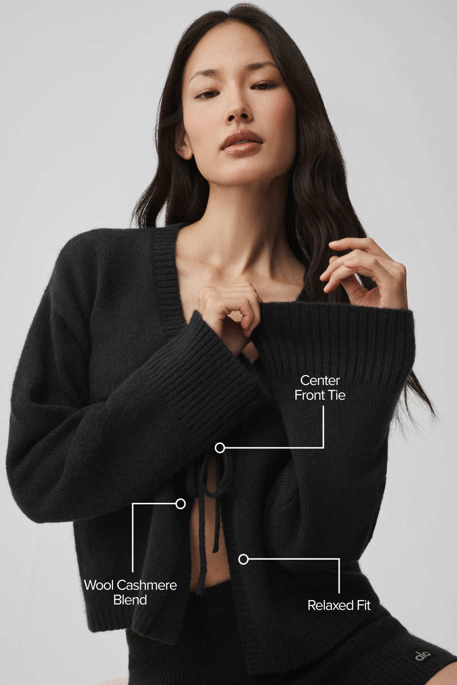 Cardigan à nouer New Class en laine et cachemire - Noir