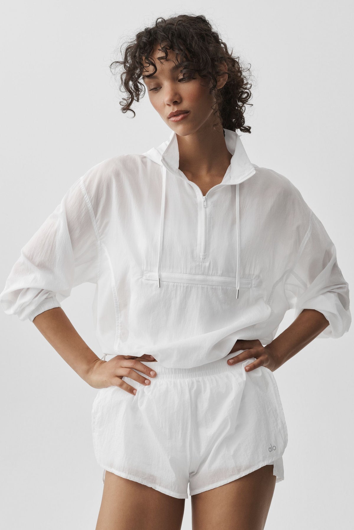 Pull à col zippé 1/4 Go Time - Blanc