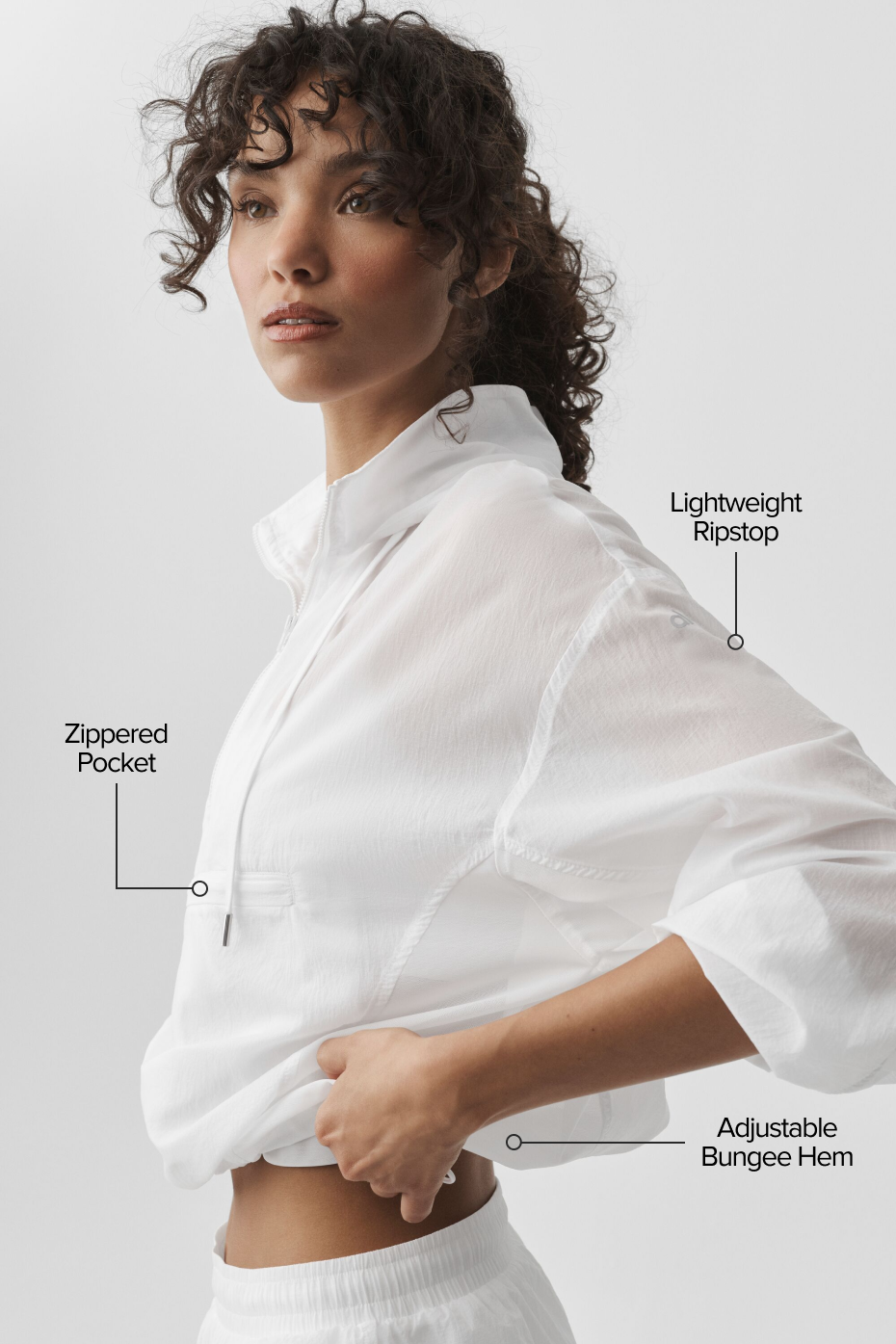 Pull à col zippé 1/4 Go Time - Blanc
