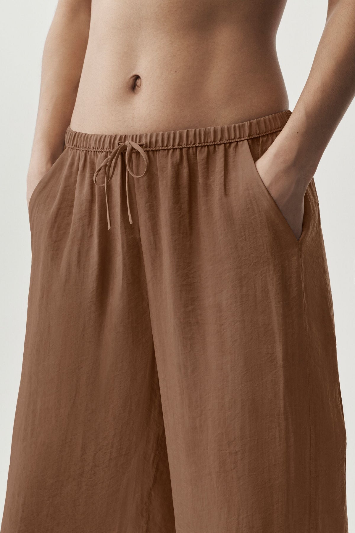 Pantalon droit taille haute semi-transparent Golden Hour - Brun ensoleillé