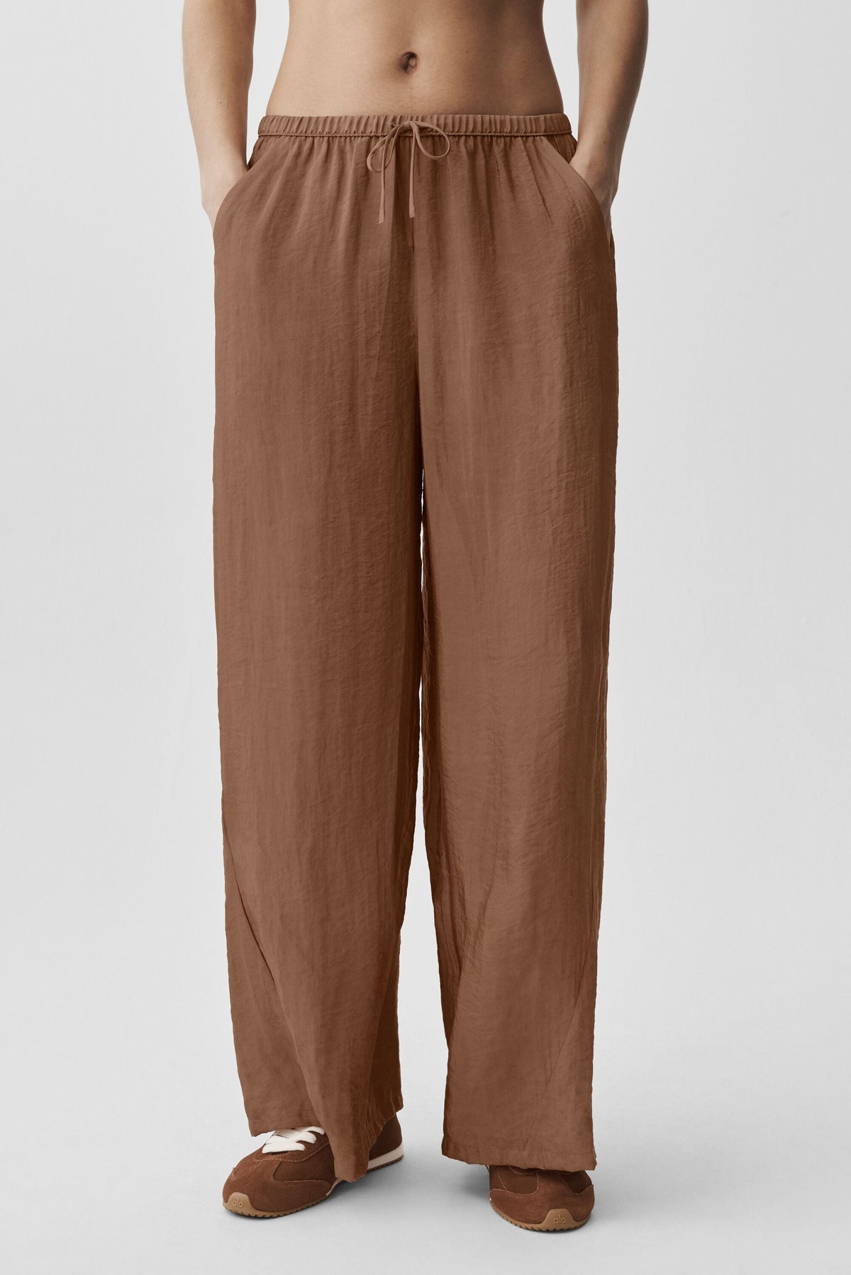 Pantalon droit taille haute semi-transparent Golden Hour - Brun ensoleillé