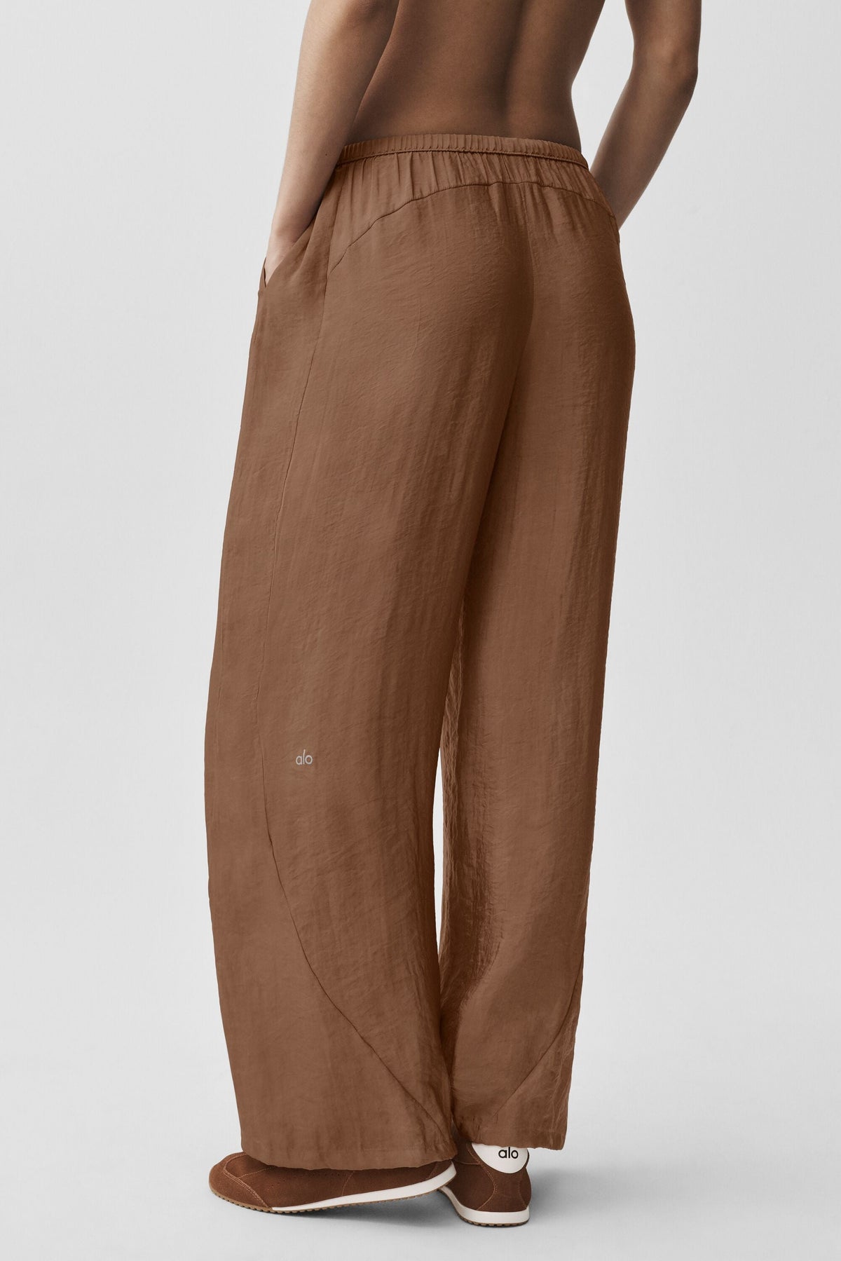 Pantalon droit taille haute semi-transparent Golden Hour - Brun ensoleillé