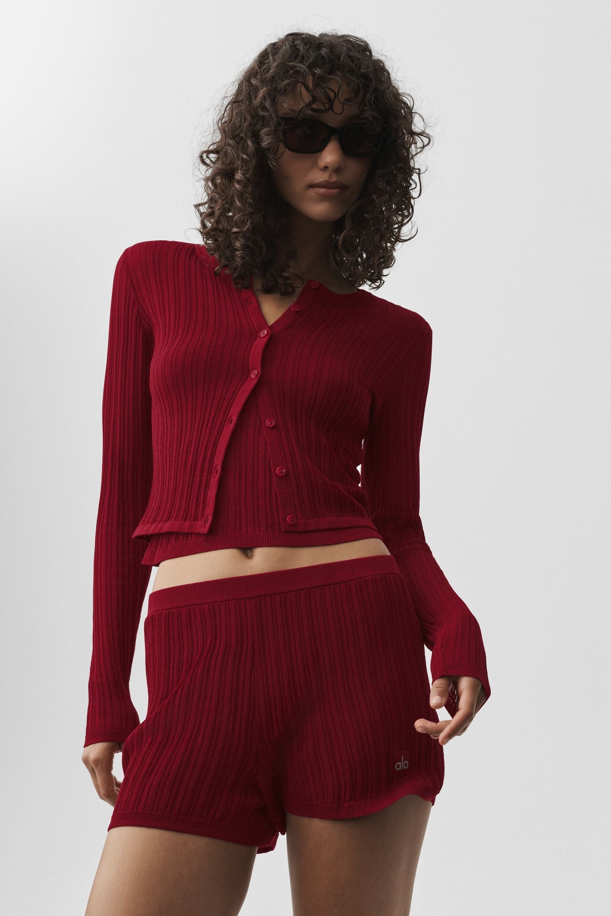 Cardigan Sunlit en maille - Rouge romance d’été