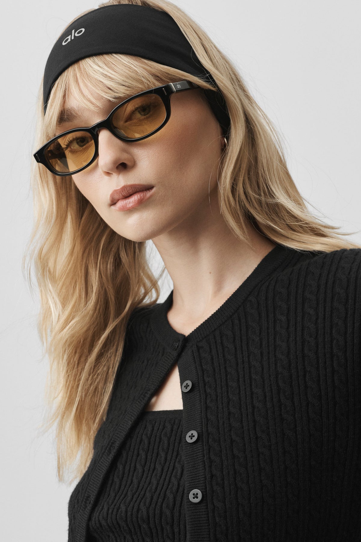 Cardigan en maille à petites torsades - Noir