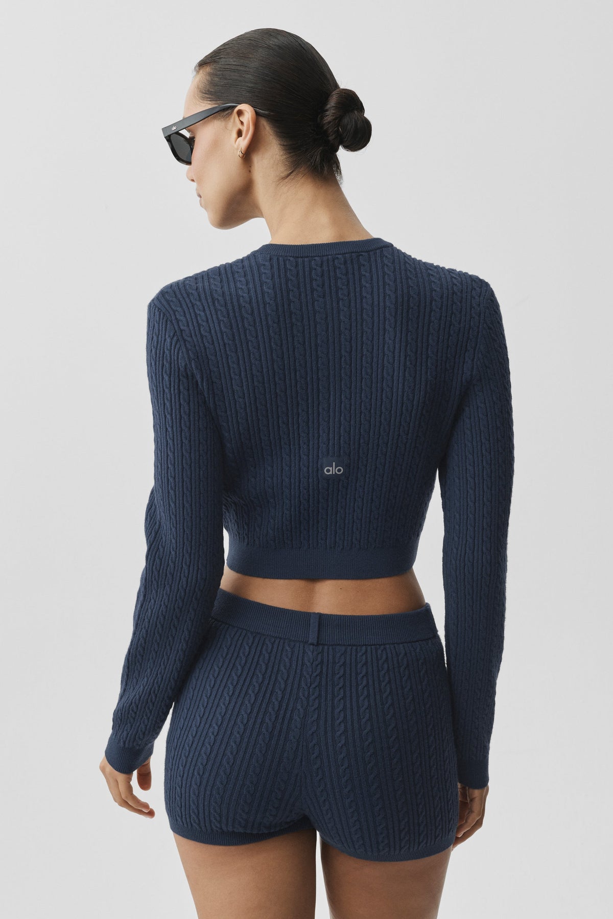 Cardigan en maille à petites torsades - Bleu marine
