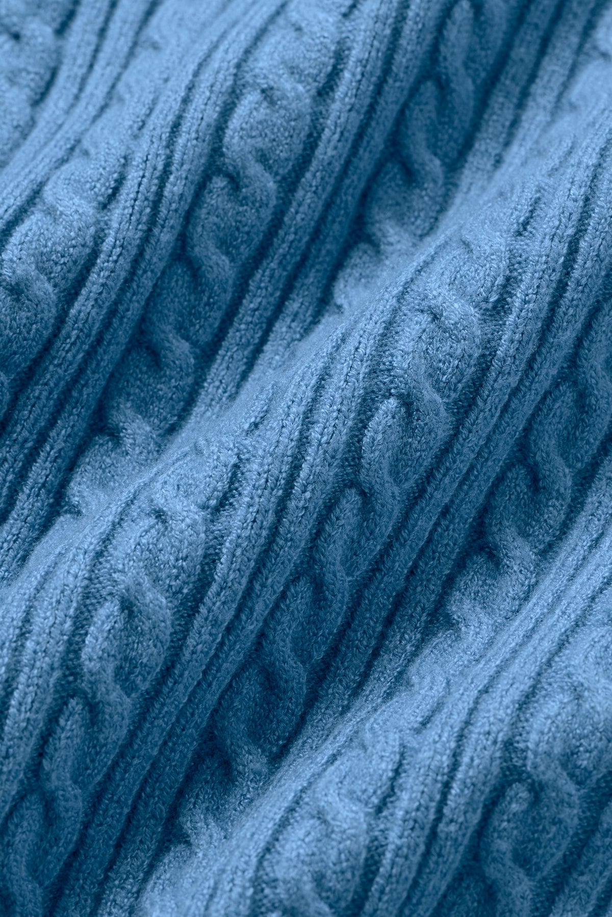 Cardigan en maille à petites torsades - Bleu Californie