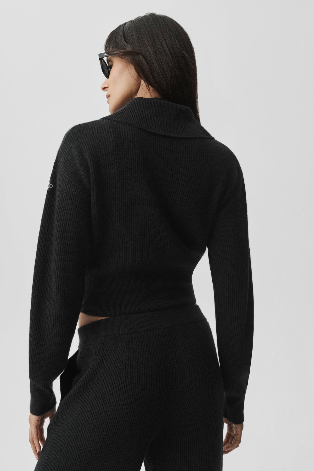 Veste entièrement zippée Harmony en cachemire et laine - Noir