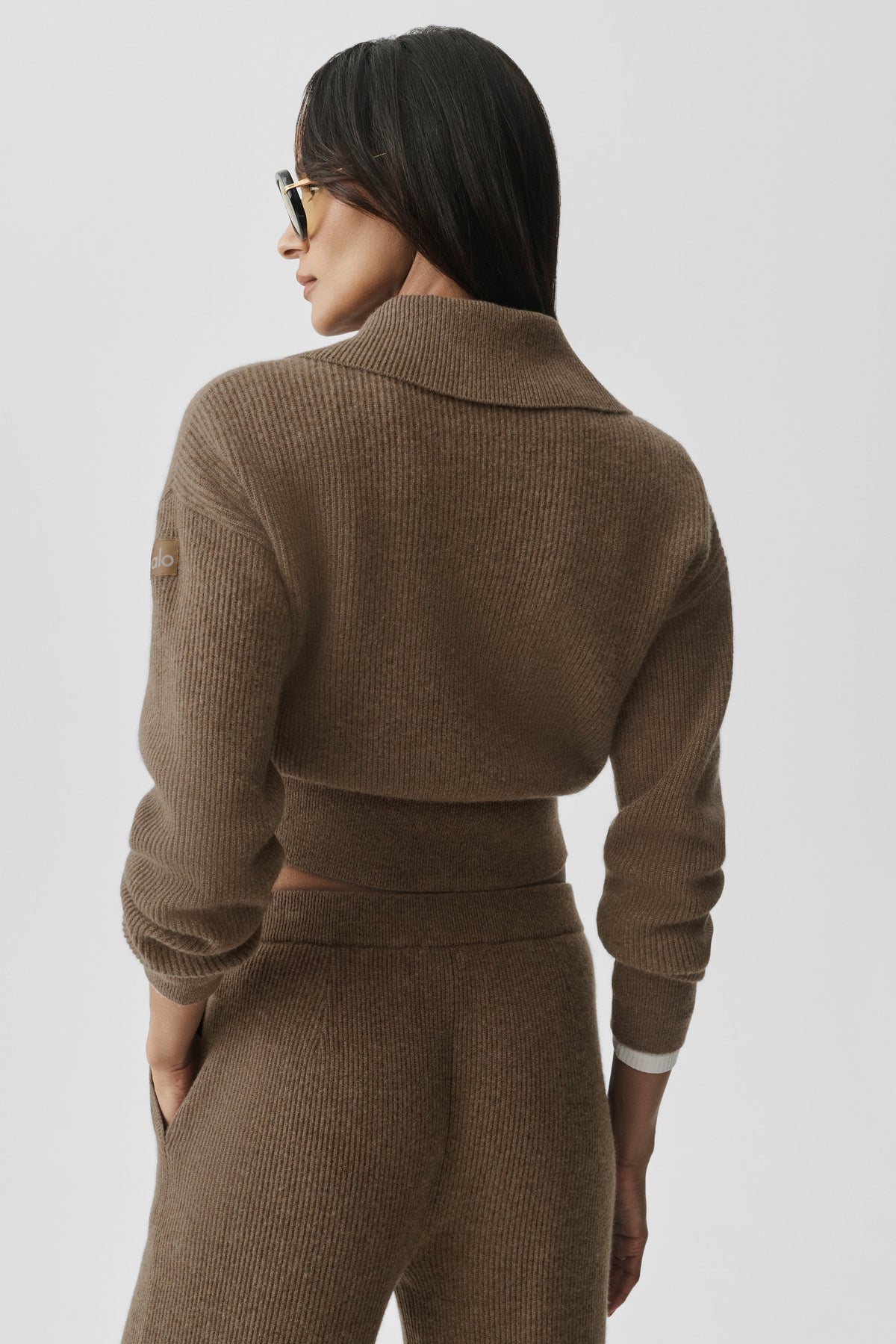 Veste entièrement zippée Harmony en cachemire et laine - Brun Java chiné