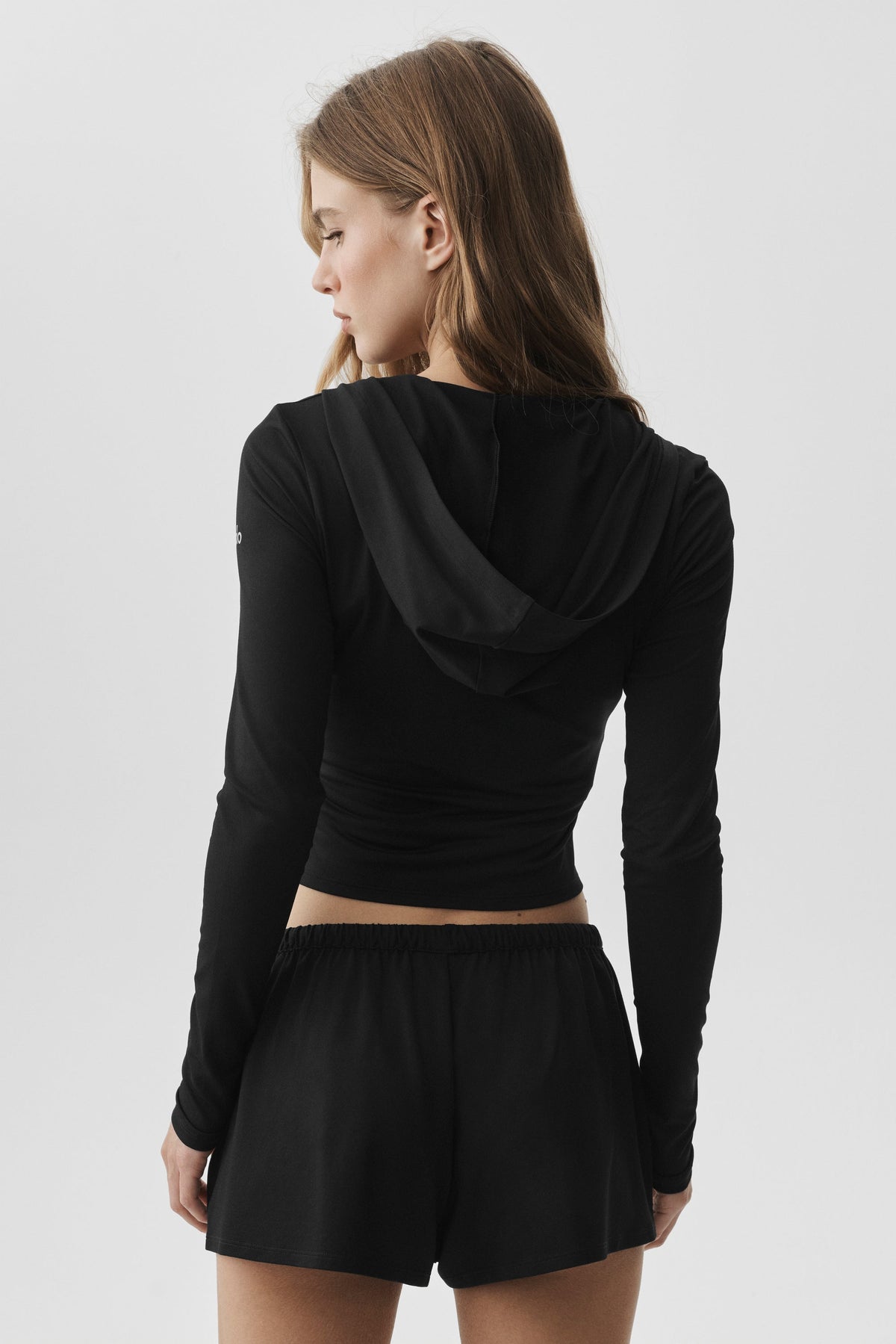 Sweat ajusté à capuche entièrement zippé Alosoft Finesse - Noir