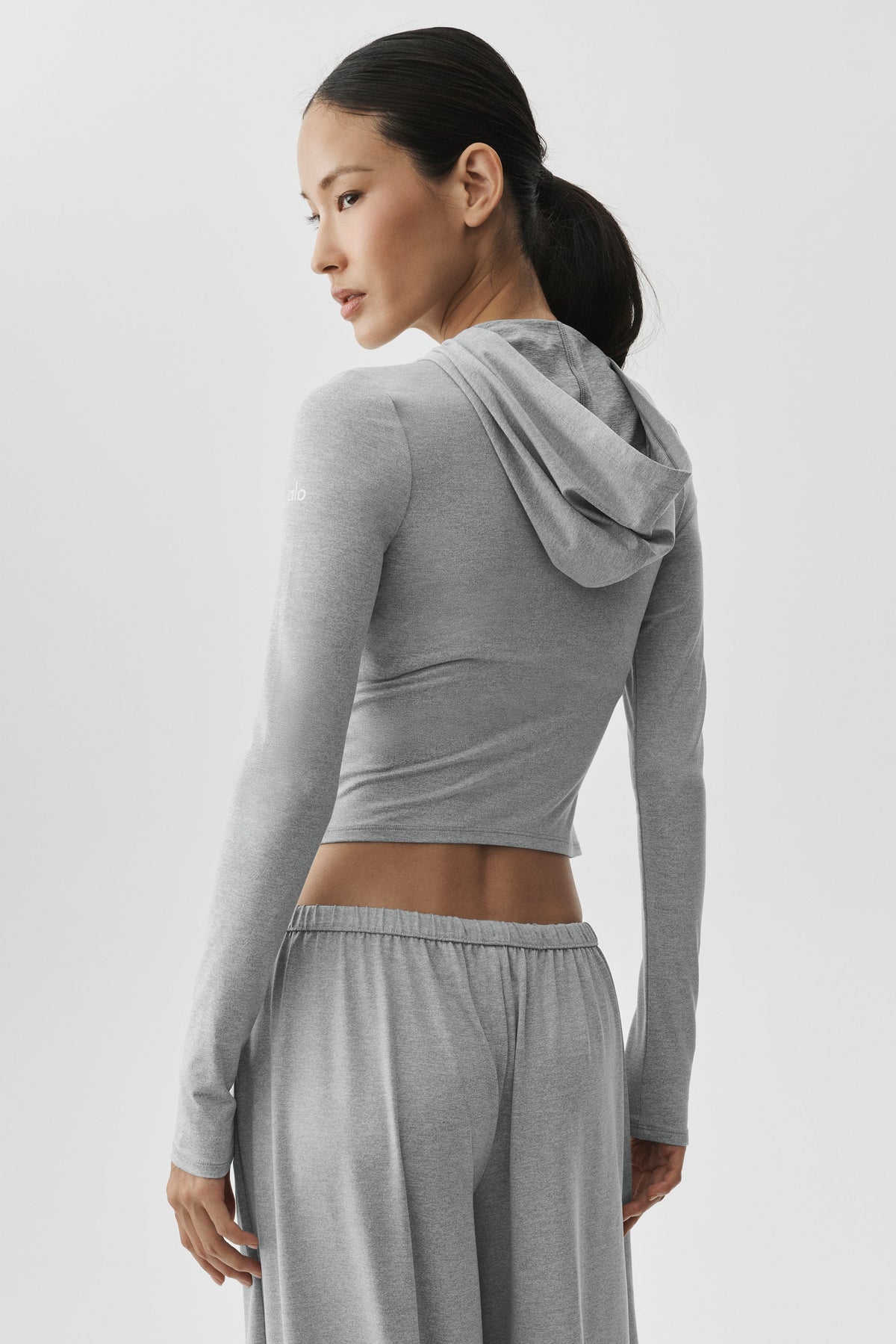 Sweat ajusté à capuche entièrement zippé Alosoft Finesse - Chiné sport vintage