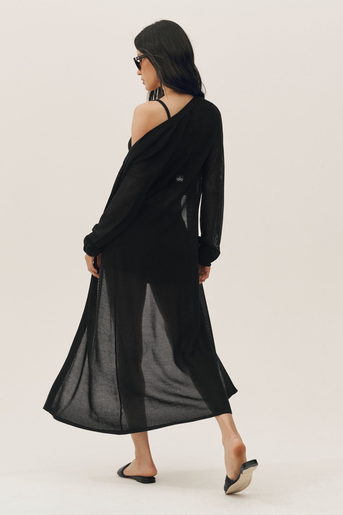 Cardigan long Heatwave en soie et cachemire - Noir