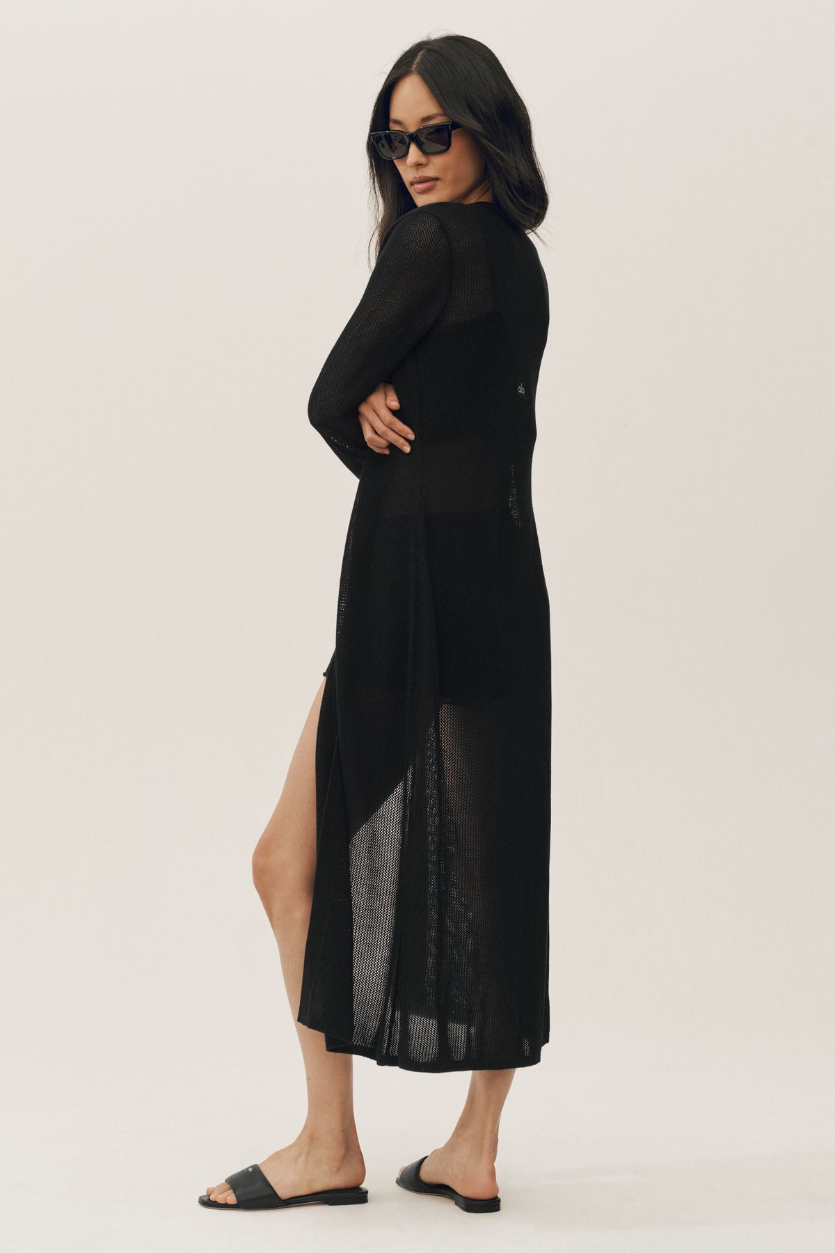 Cardigan long Heatwave en soie et cachemire - Noir