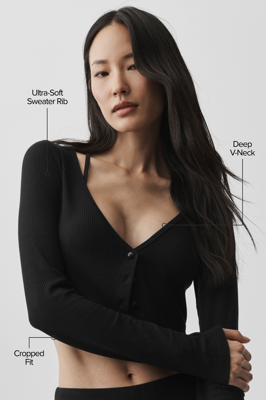 Cardigan court Whisper côtelé - Noir