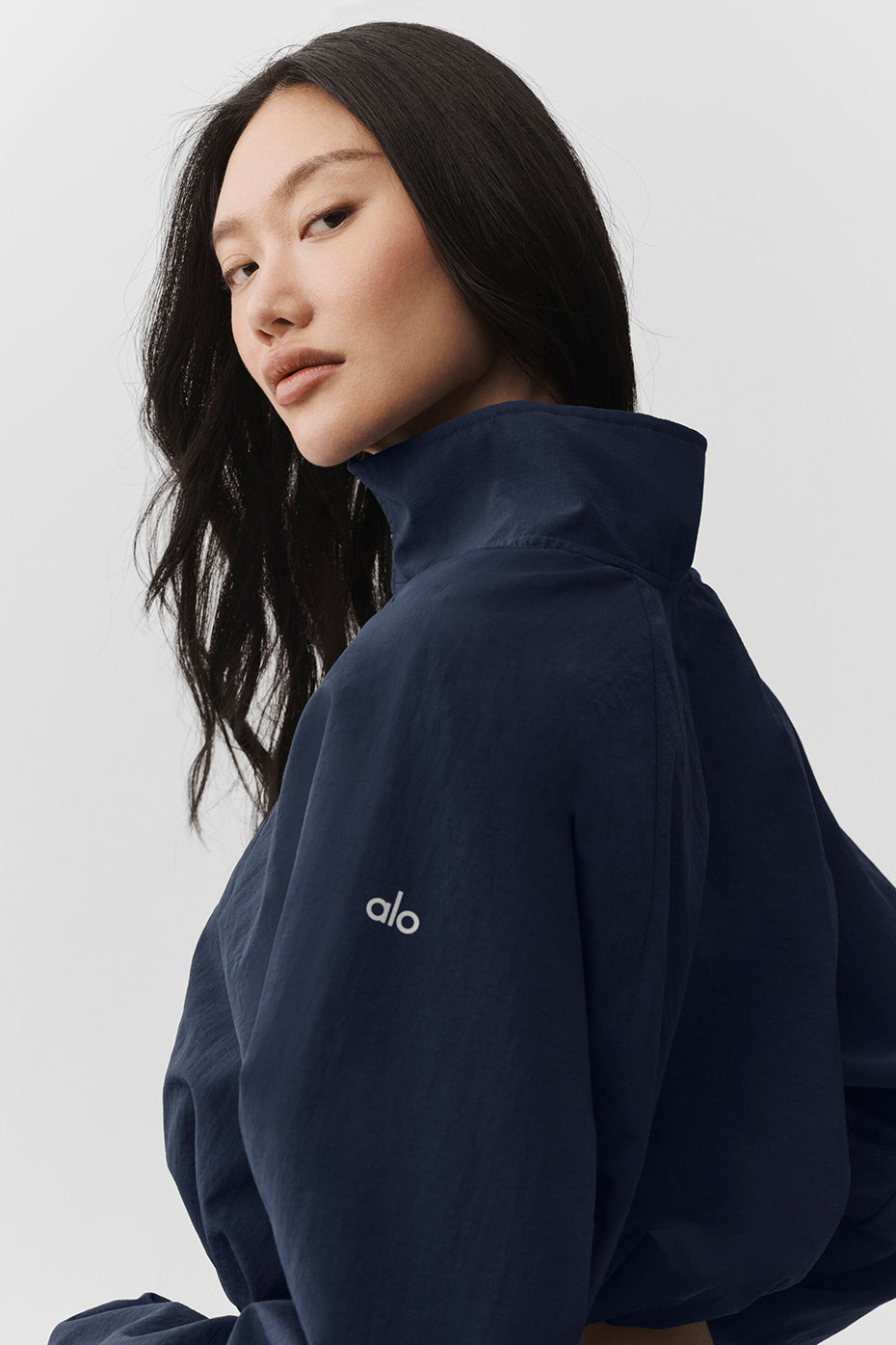 Pull court à col zippé 1/4 Alumni - Bleu marine