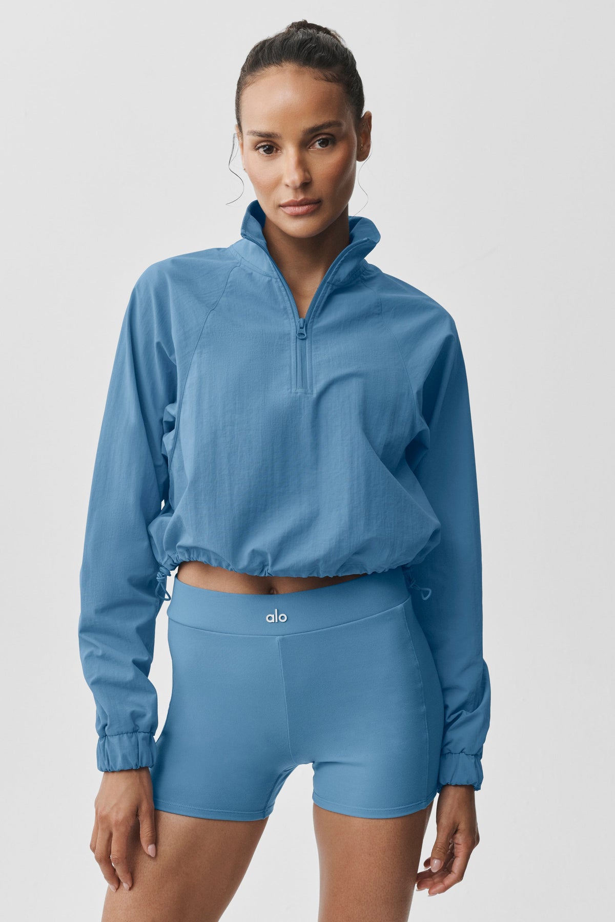 Pull court à col zippé 1/4 Alumni - Bleu Californie