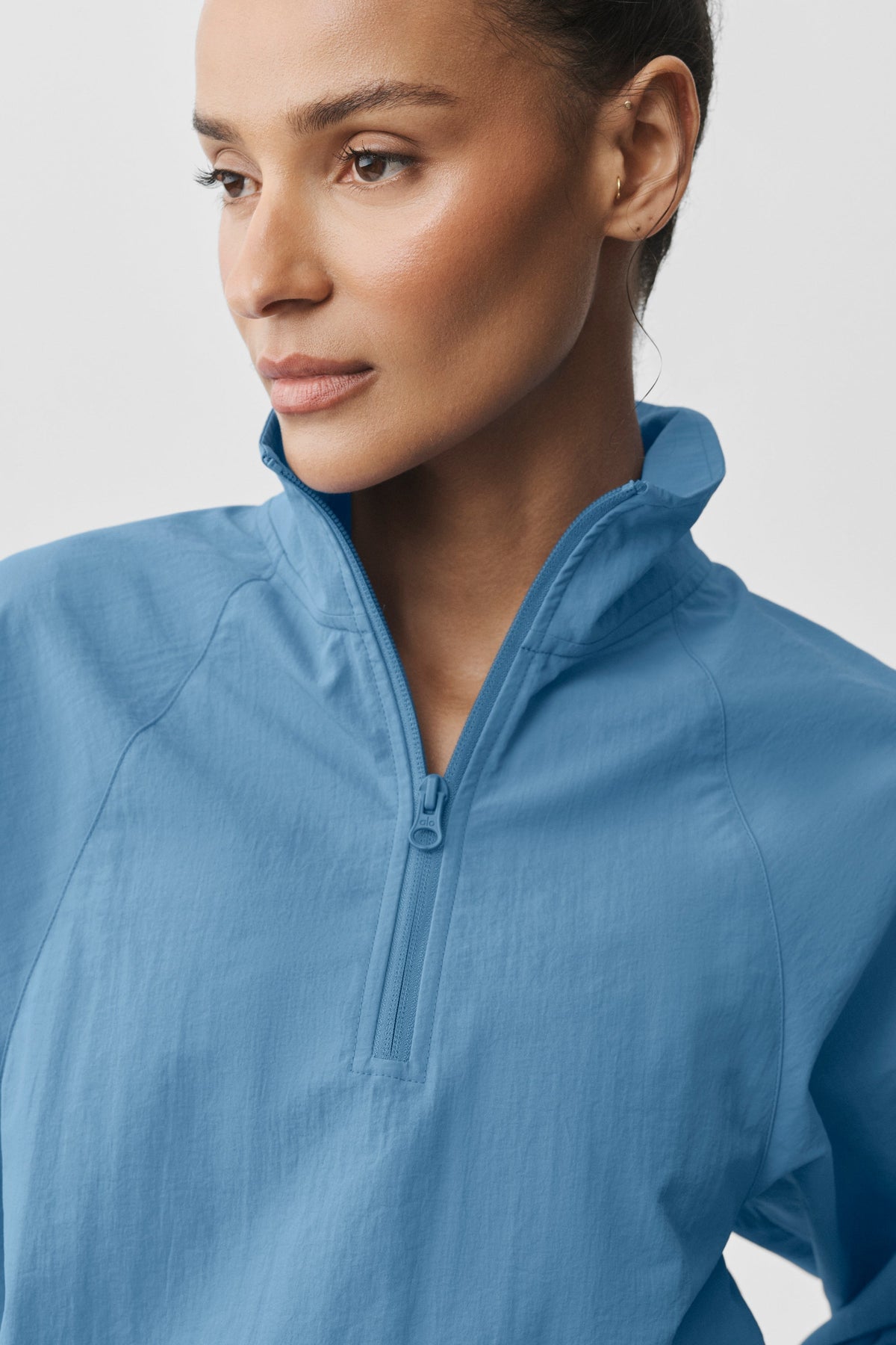 Pull court à col zippé 1/4 Alumni - Bleu Californie