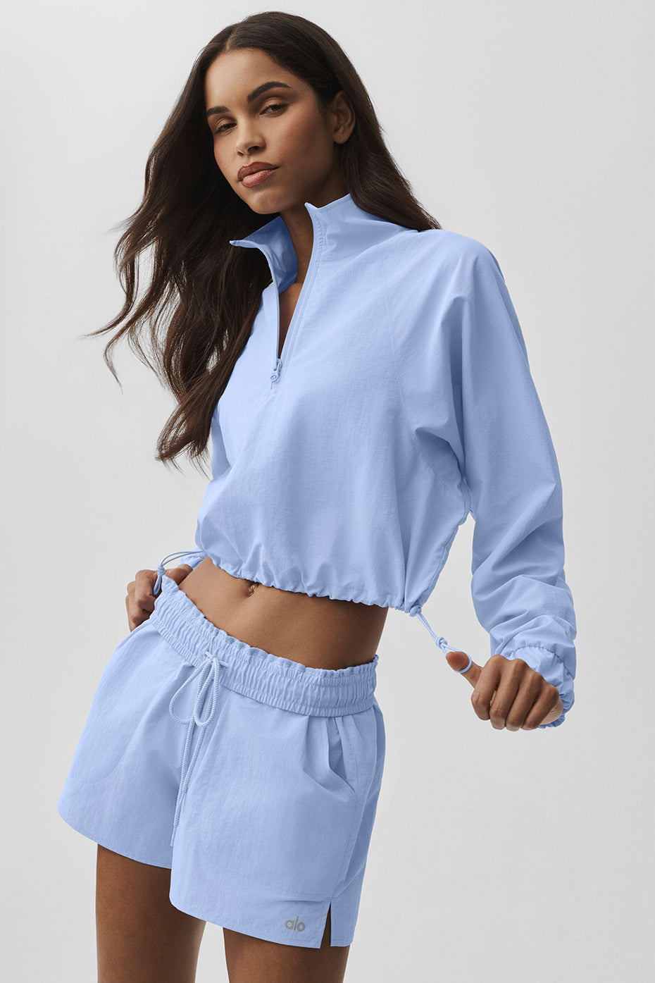 Pull court à col zippé 1/4 Alumni - Bleu Provence clair
