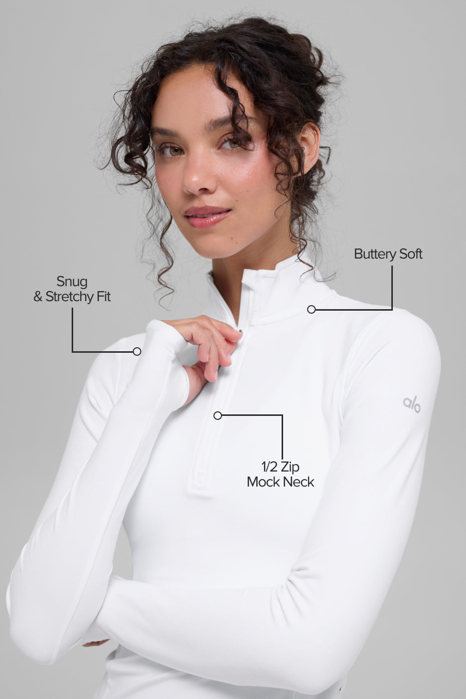 Pull à demi-zip Alosoft Rapid - Blanc