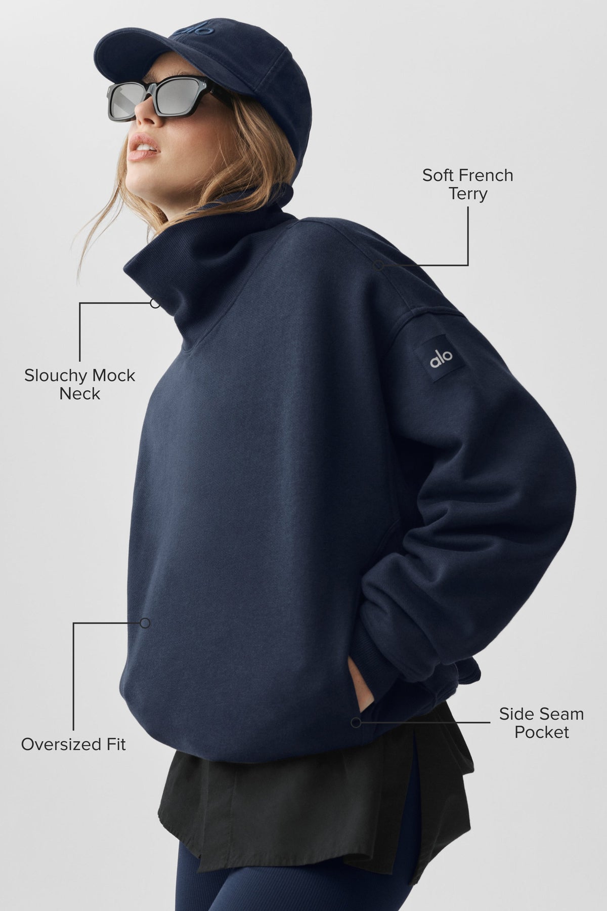 Pull à col montant Hazy - Bleu marine