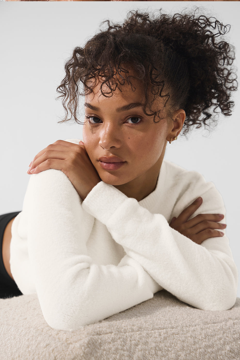 Cardigan court Snuggle Up en maille - Ivoire