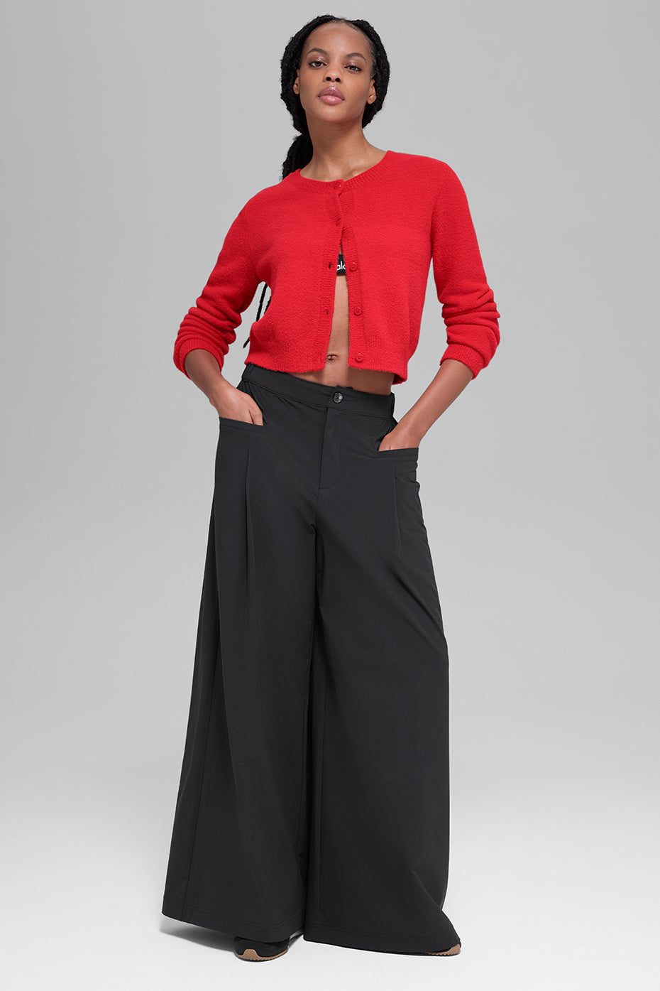 Cardigan court Snuggle Up en maille - Rouge vif