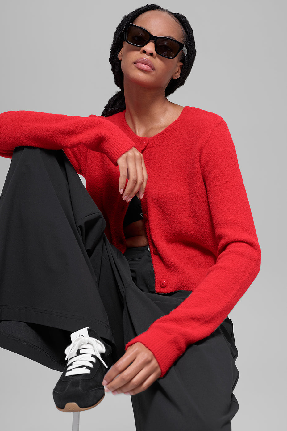 Cardigan court Snuggle Up en maille - Rouge vif