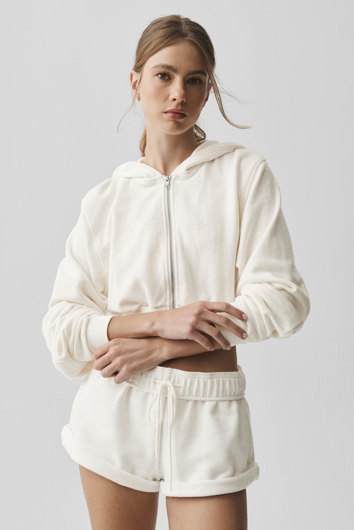 Sweat à capuche zippé Sweet Escape - Ivoire