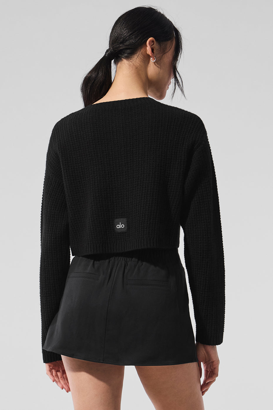 Cardigan en cachemire gaufré douillet - Noir
