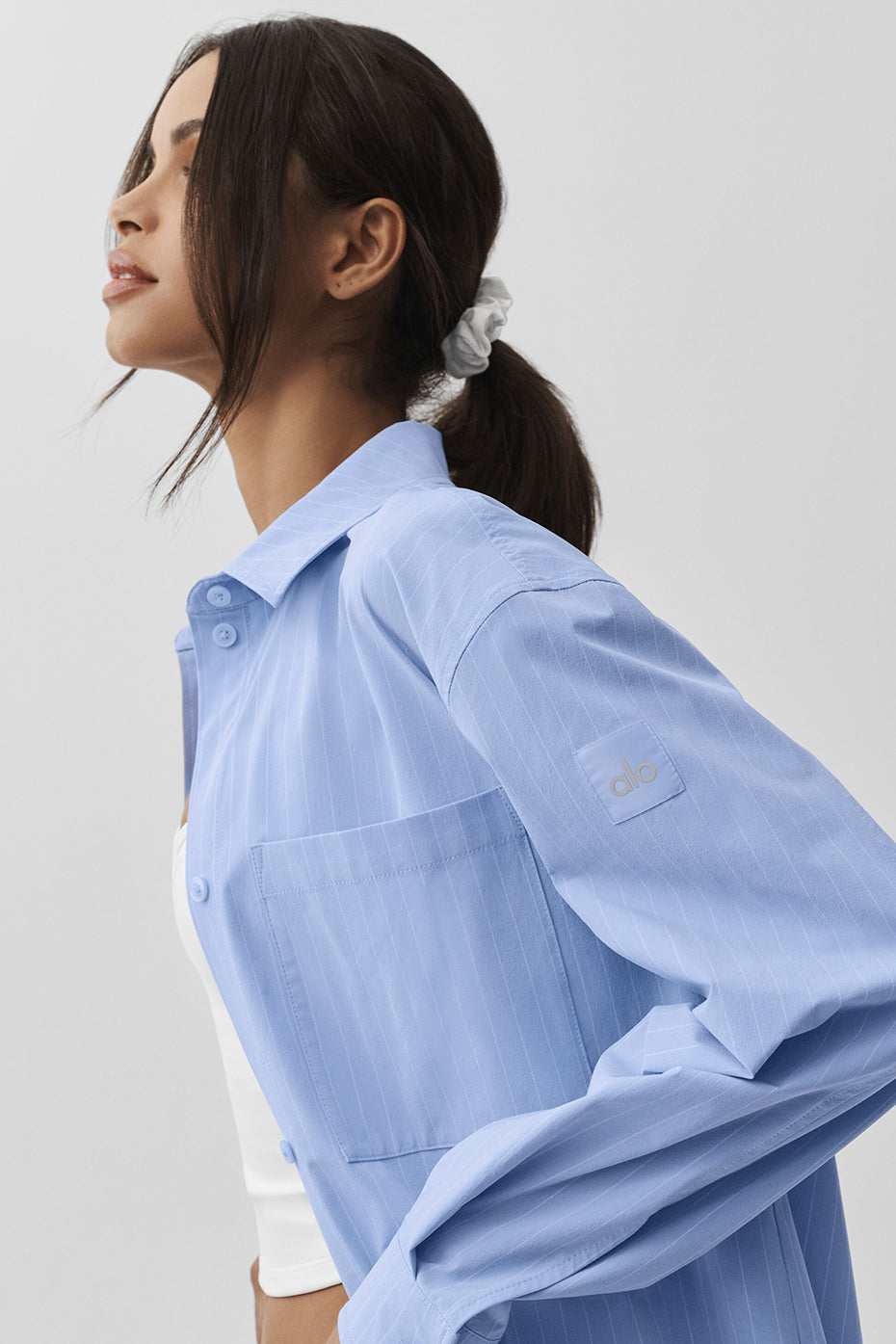 Chemise à manches longues Daylight à fines rayures - Bleu Provence clair/Blanc