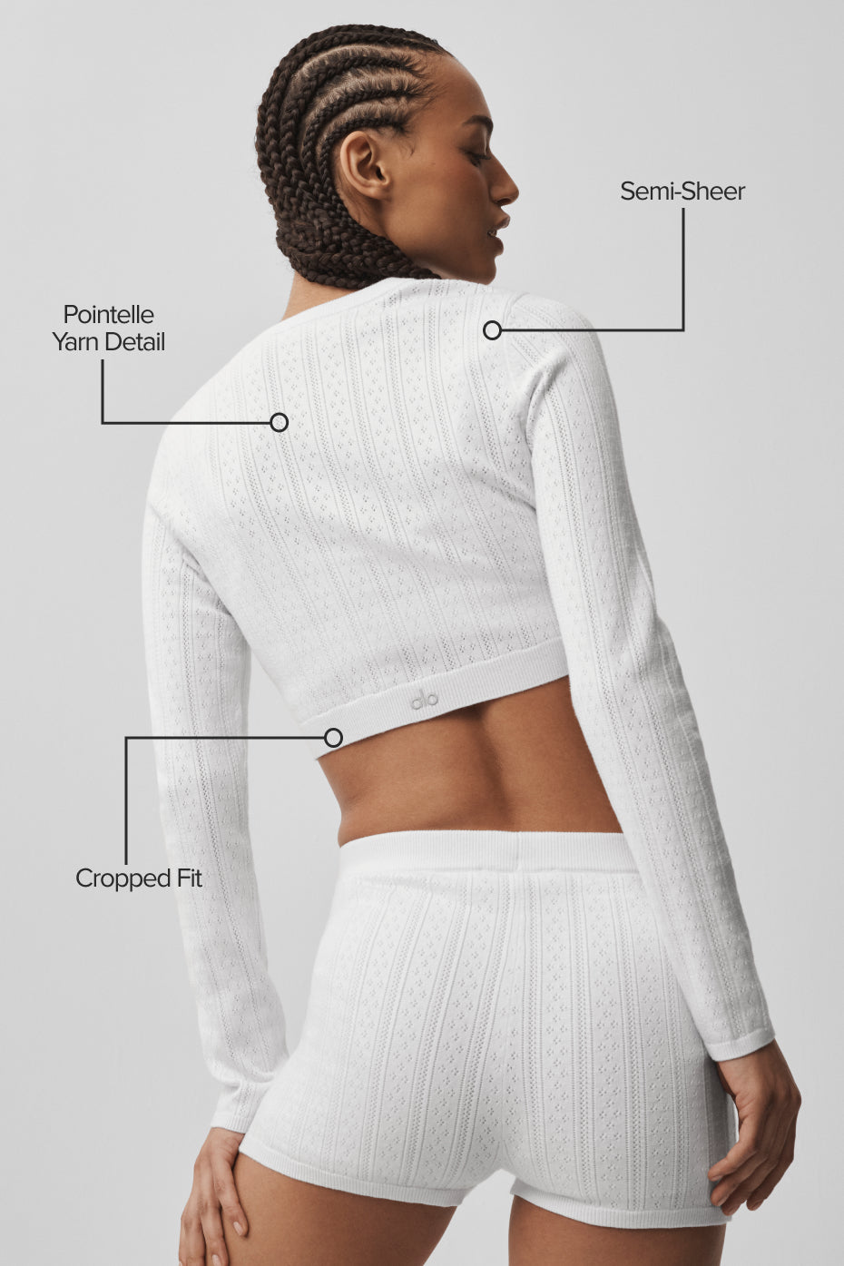 Cardigan Be Mine en maille pointelle - Blanc semi-transparent