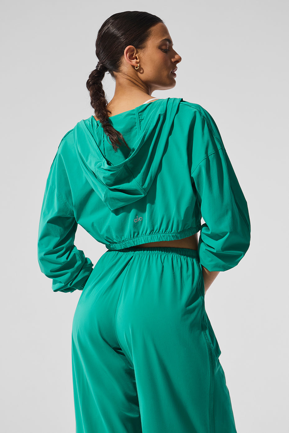 Sweat court à capuche entièrement zippé Breezy - Vert épicéa