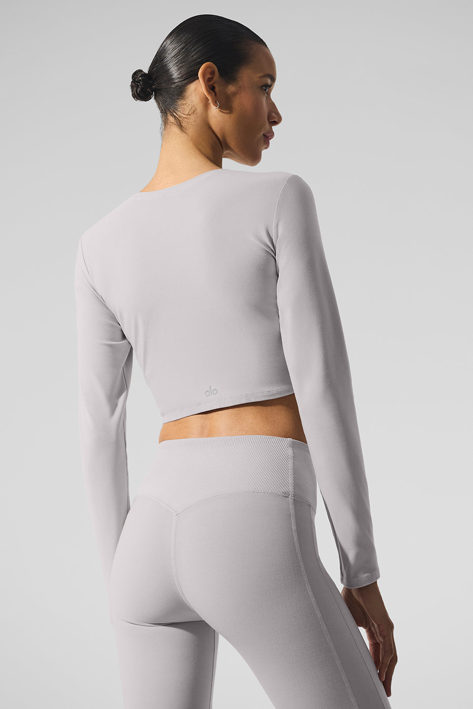Haut court à manches longues Alosoft Finesse délavé - Gris ciel délavé