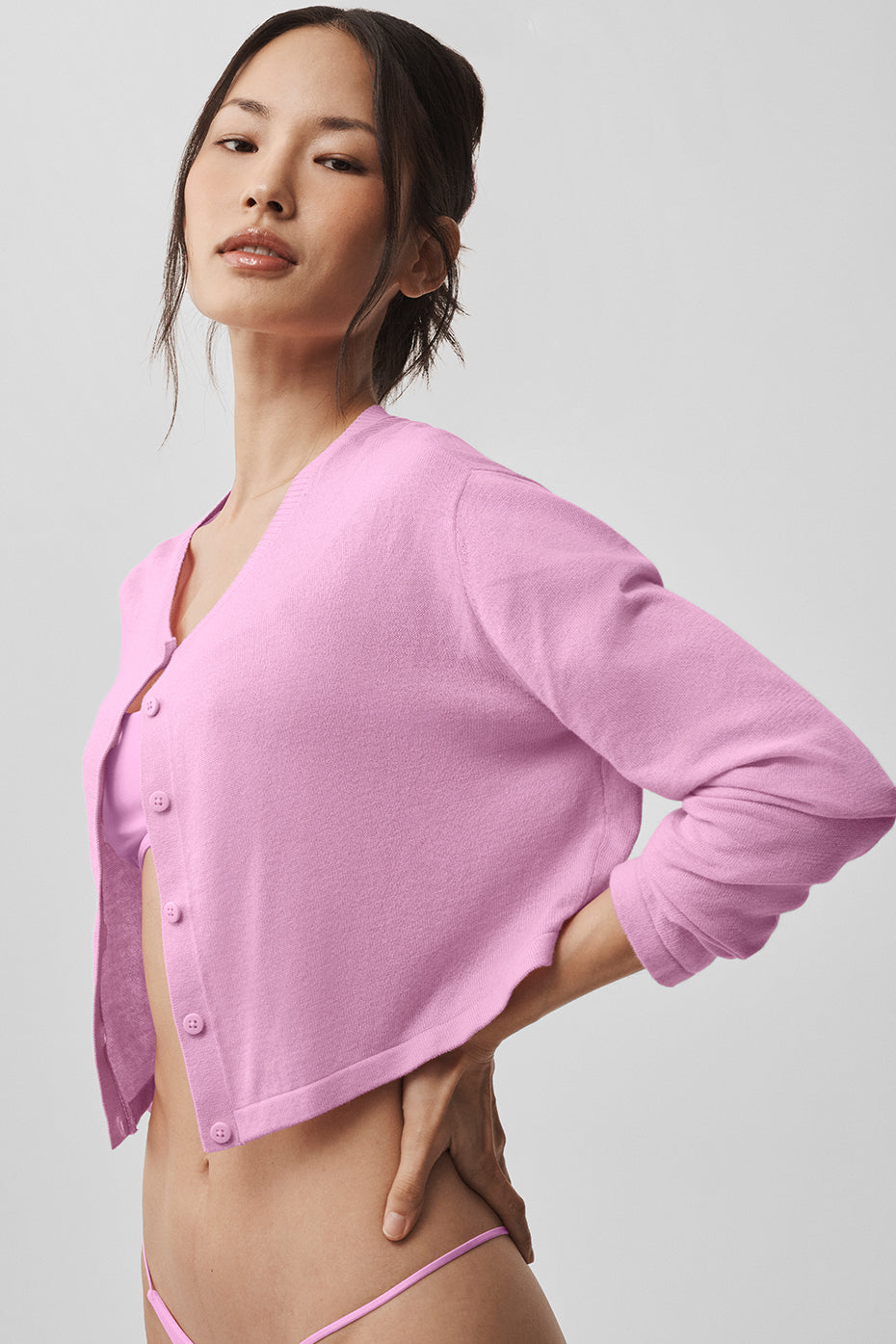 Cardigan Supernatural en maille - Rose cœur de bonbon