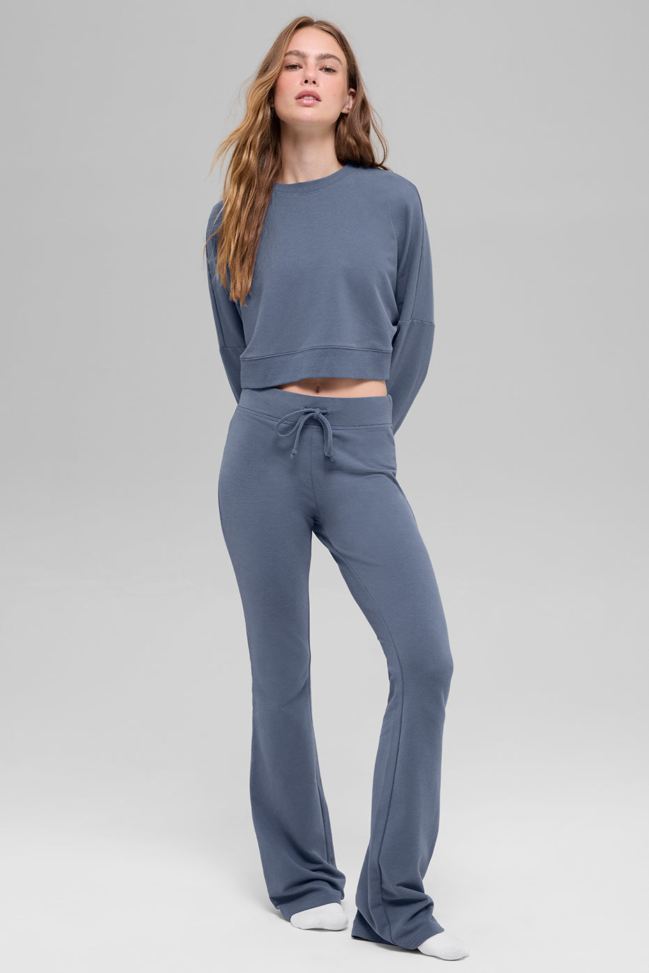 Pull court à col rond Sway - Bleu pierre