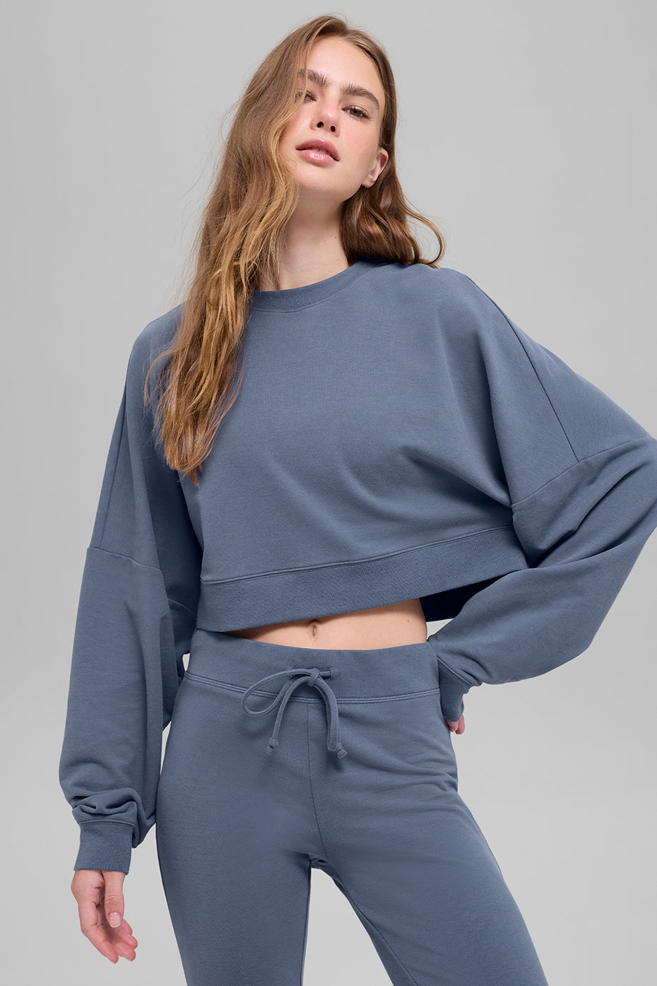 Pull court à col rond Sway - Bleu pierre