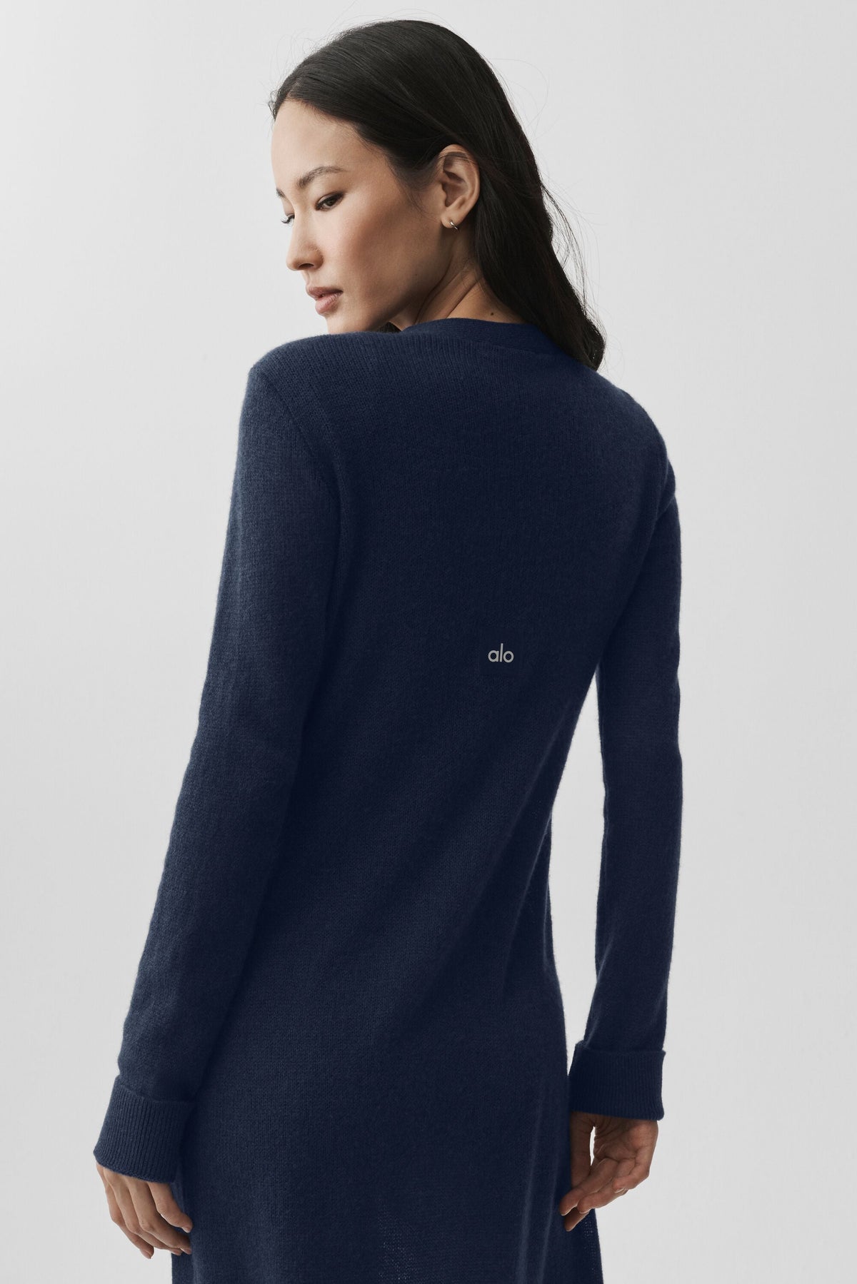 Cardigan long transparent en cachemire - Bleu marine