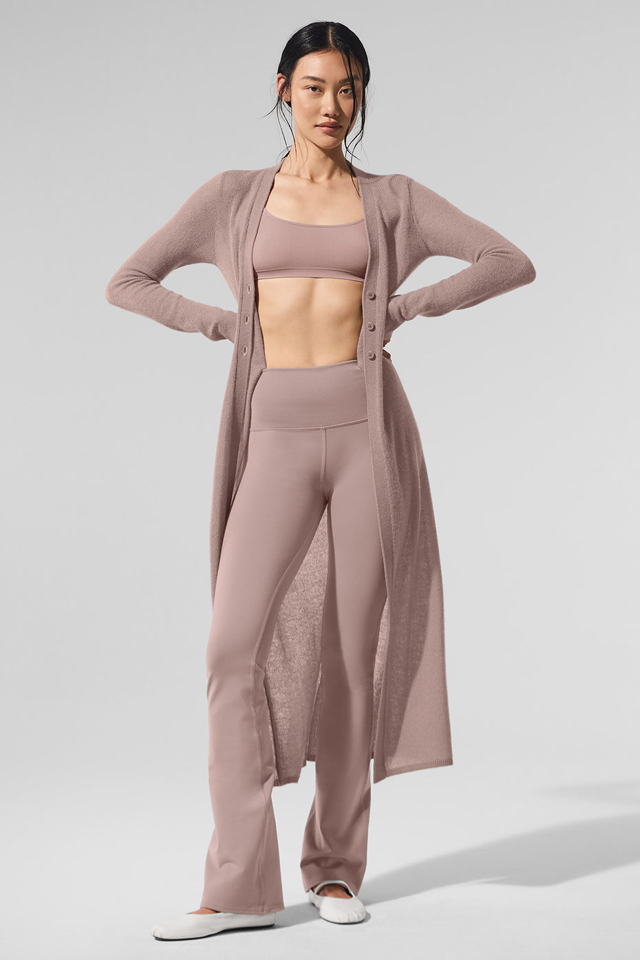 Cardigan long transparent en cachemire - Taupe